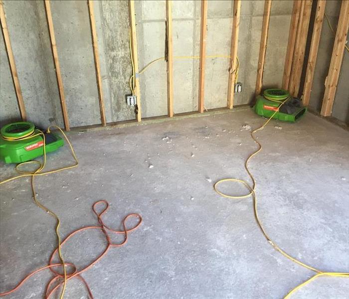 Demolition to wood studs and green air movers