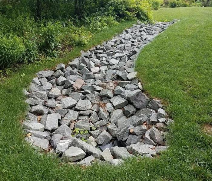 Stones placed to prevent water damage